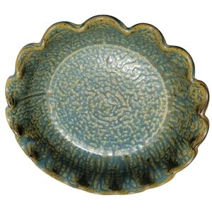 Vintage Gwedelyn Studio Pottery Bowl 9" Signed Hand Thrown Stoneware Scalloped